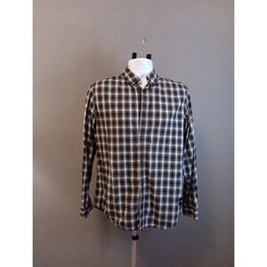 Calvin Klein CK button up mens Medium Gray Flannel Design